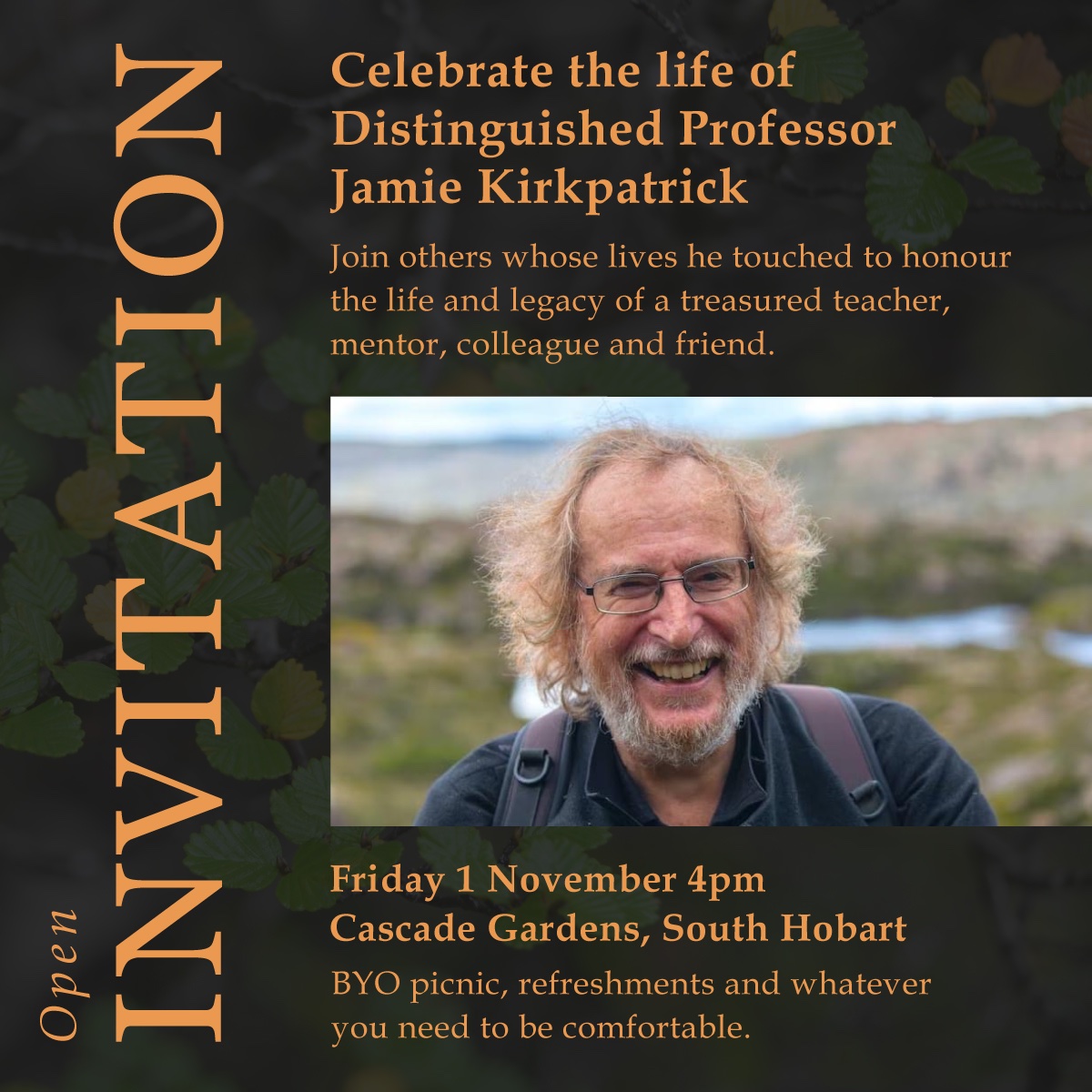 Many heartfelt thanks to the organisers for this event. Thanks also to ABC Radio National for the image of Jamie. Please share amongst your networks.