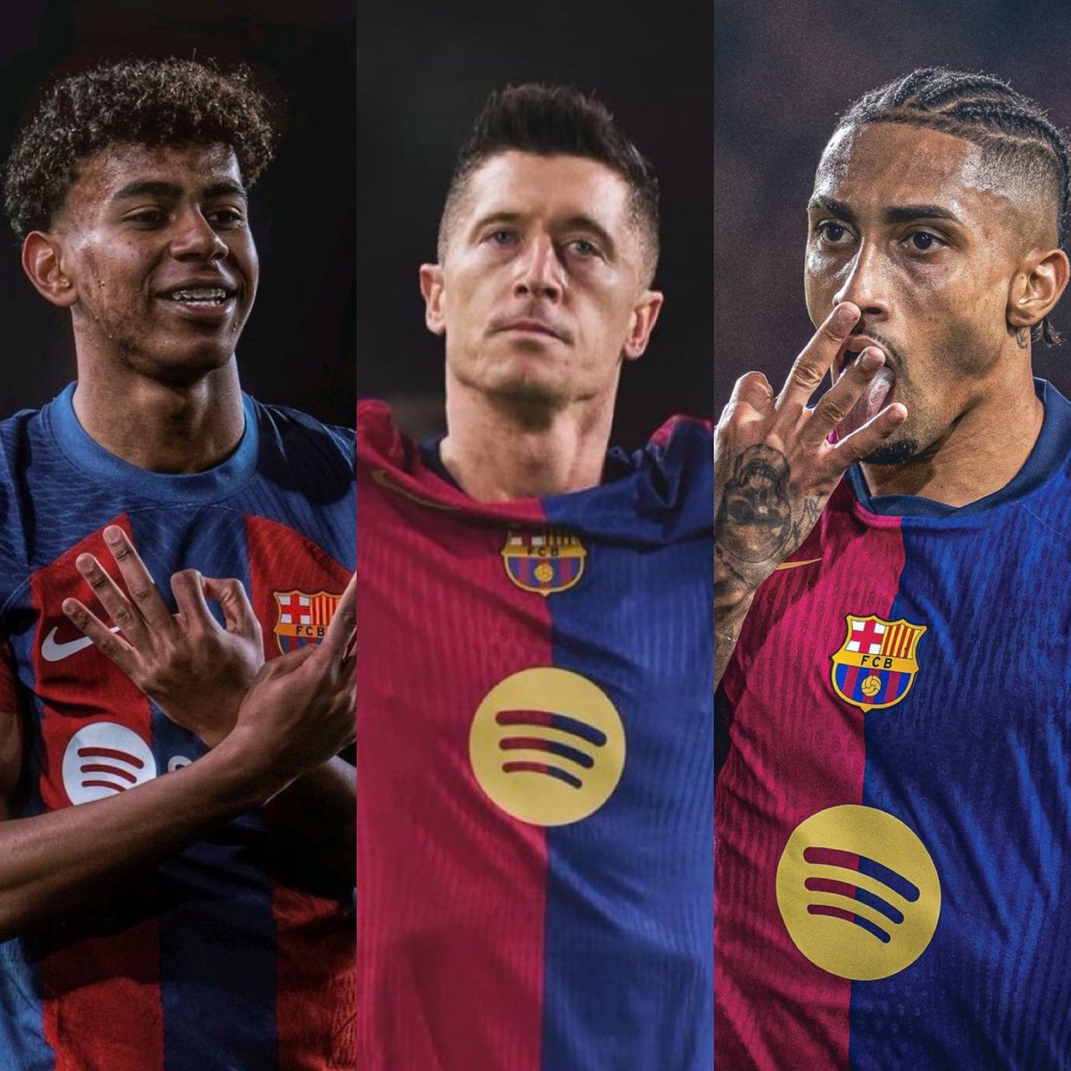 Greenaugustus13's tweet photo. @FCBarcelona How do I explain to my kids that this front three is better than Vinicius, Mbappe and Bellingham 😂 https://t.co/98bMOcxWrP