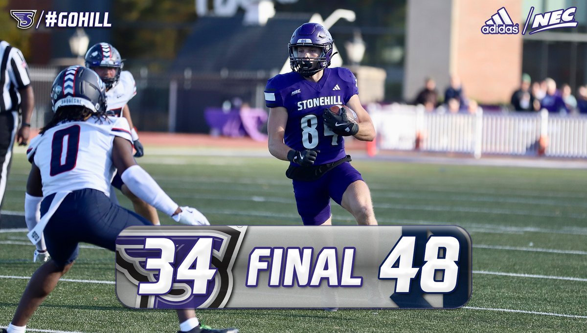 Stonehill Football #DIG (@stonehillfb) on Twitter photo 🏈FOUGHT TO THE FINISH🏈
Duquesne outscores <a href="/StonehillFB/">Stonehill Football #DIG</a> in #NECFB matchup
🏈Brigham Dunphy 152-yds on 6 catches, TD - first career 100-yd game
🏈Jack O'Connell career-best 4 TD passes, 231 yds
🏈Jacob Flynn first two Stonehill TDs
🏈Jordan Irvine career-high 14 tackles (11 🏈FOUGHT TO THE FINISH🏈
Duquesne outscores <a href="/StonehillFB/">Stonehill Football #DIG</a> in #NECFB matchup
🏈Brigham Dunphy 152-yds on 6 catches, TD - first career 100-yd game
🏈Jack O'Connell career-best 4 TD passes, 231 yds
🏈Jacob Flynn first two Stonehill TDs
🏈Jordan Irvine career-high 14 tackles (11