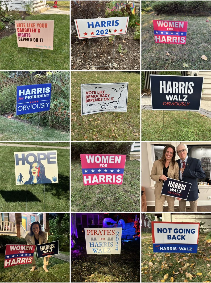 Laura_Barnard_'s tweet photo. Signs of positivity and progress in Oak Park, IL — let’s go, @KamalaHarris 🚀 https://t.co/8XhHeELbhZ