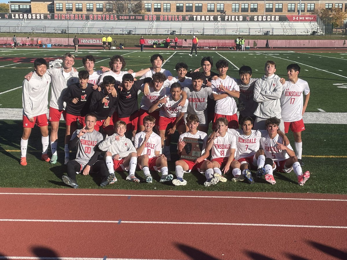 Regional Champs!! The Red Devils will play Tuesday at Reavis High School in the Sectional. Great job boys!