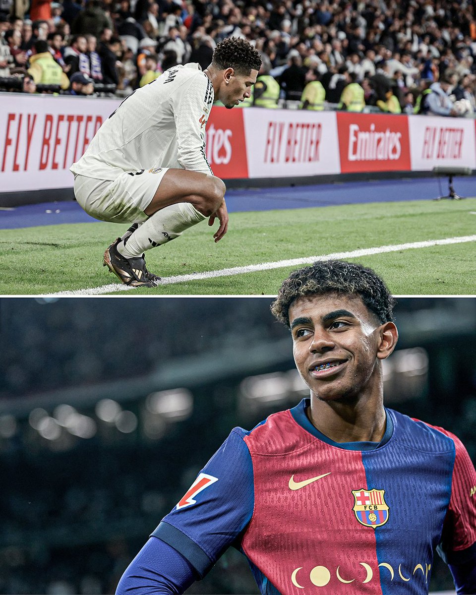 Lamine Yamal has scored more goals (1) at the Santiago Bernabéu this season than Jude Bellingham (0) 😳

Yamal's ElClásico goal also made him the youngest player to score a LALIGA goal at the Santiago Bernabéu 📈