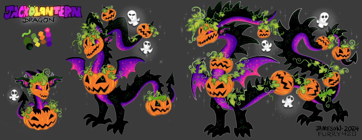 furryart420's tweet photo. 👻 Jack’o’Lantern Dragon! 🎃
~adoptable character design~ https://t.co/yGAtiJeB8Y