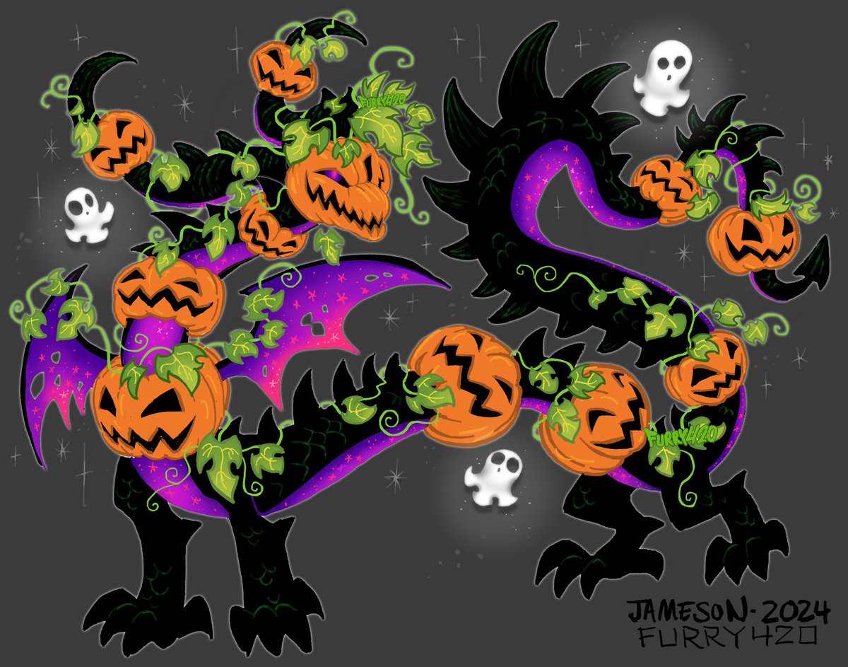 👻 Jack’o’Lantern Dragon! 🎃
~adoptable character design~
