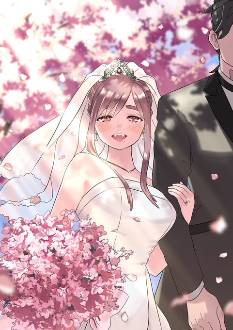 作中で桜野さんからプレゼントされたハートシェイプのネックレスは、結婚式(披露宴)の時にも身に着けていたりします(ドレスに合わせたネックレスを提案されるも、桜野さんから貰ったネックレスをつけていたい、という夏谷さんの強い願いがあり‥というエピソード)気付いてた方いたら嬉しいな 