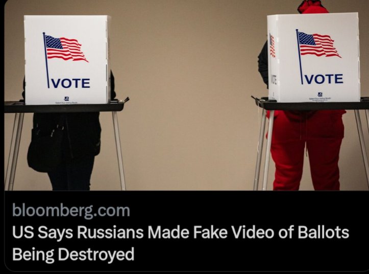 MrLachris's tweet photo. Russian operatives attempting to interfere with the US election were behind a fake video supposedly showing someone tearing up ballots in Pennsylvania, according to intelligence officials https://t.co/MZRGK6GMHH #Russia #UnitedStates #Election2024 #RussianElectionInterference https://t.co/zYaMT7pX69