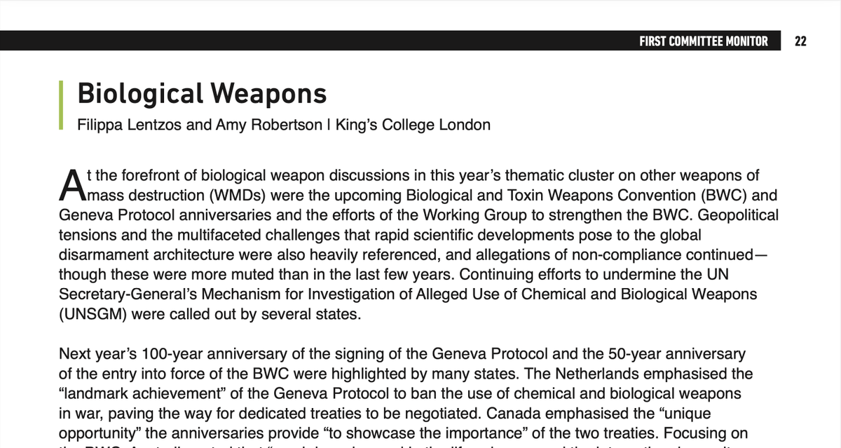 FilippaLentzos's tweet image. Out today: This week&apos;s review of the substantial #bioweapons discussion in #UNGA #FirstCommittee 
tinyurl.com/3prkdthf