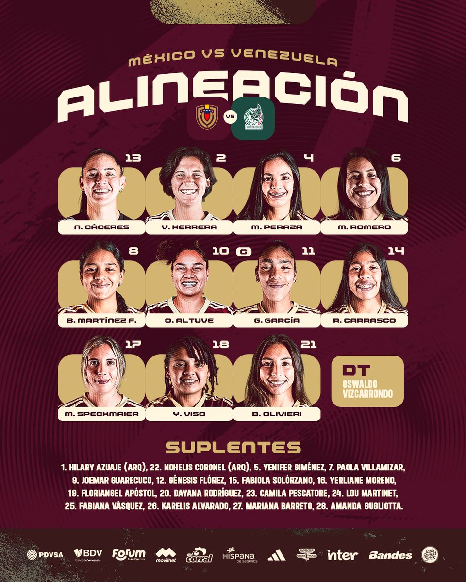 𝐗𝐈 𝐃𝐄 𝐕𝐄𝐍𝐄𝐙𝐔𝐄𝐋𝐀 🇻🇪

Así salta a la cancha la #VinotintoFemenina para enfrentar a México en Zacatepec ❤️‍🔥

#SiempreVinotinto