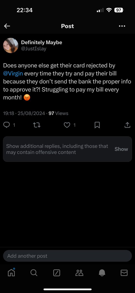 JustIslay's tweet photo. @virginmedia As you can see from these screenshots you have messed me around for months not allowing me to pay my bill and caused undue stress due to your incompetence https://t.co/Uh1qTtDHjP