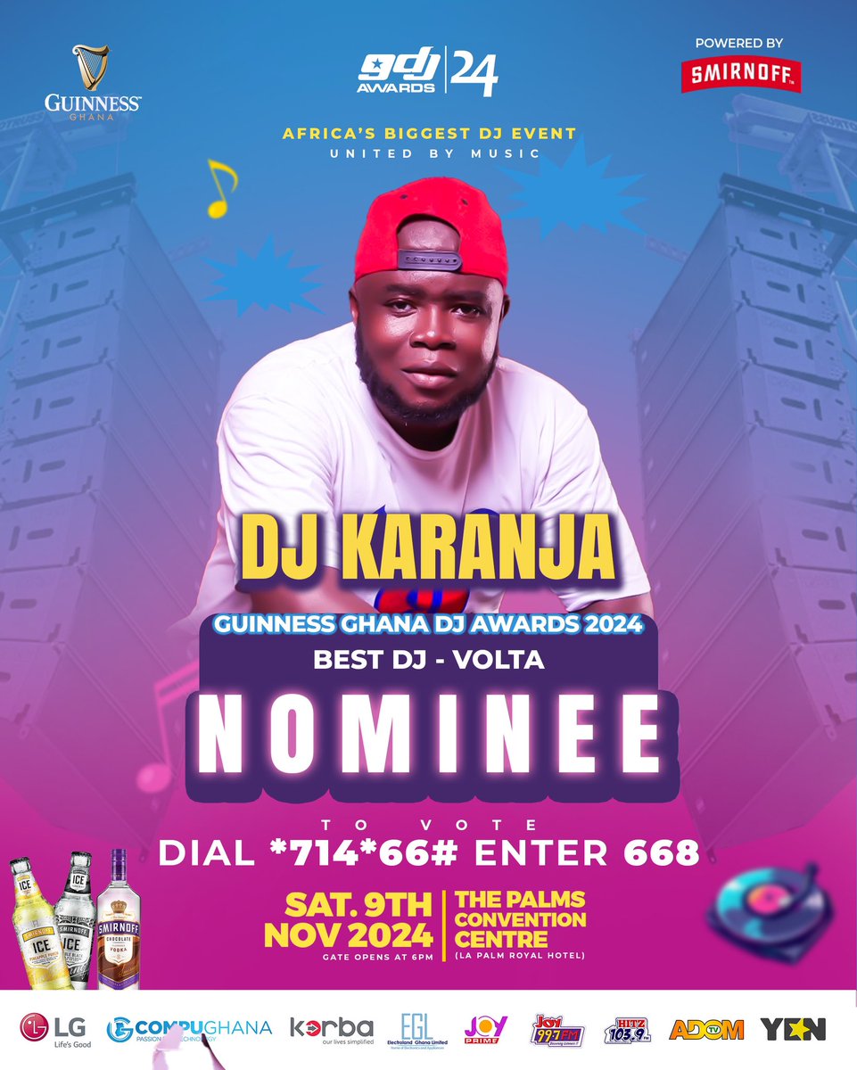 Kindly spare some time and vote <a href="/djkaranjagh/">DJ KARANJA GH</a> as the Best Dj in Volta Region. 

Dial *714*66#
Enter nominee code 668

Follow the prompt to vote. Thanks always.  #guinnessghanadjawards24