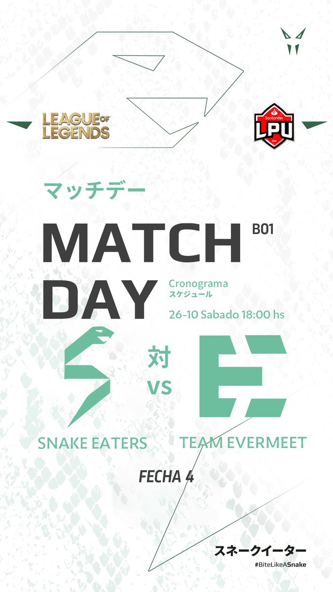 Cuarta fecha de la #LPU en vivo… AHORA! Los esperamos en el chat para apoyarnos 🆚 <a href="/TeamEvermeet/">Evermeet</a> 🐍

📺 twitch.tv/audvtv

#DeadlyLikeASnake