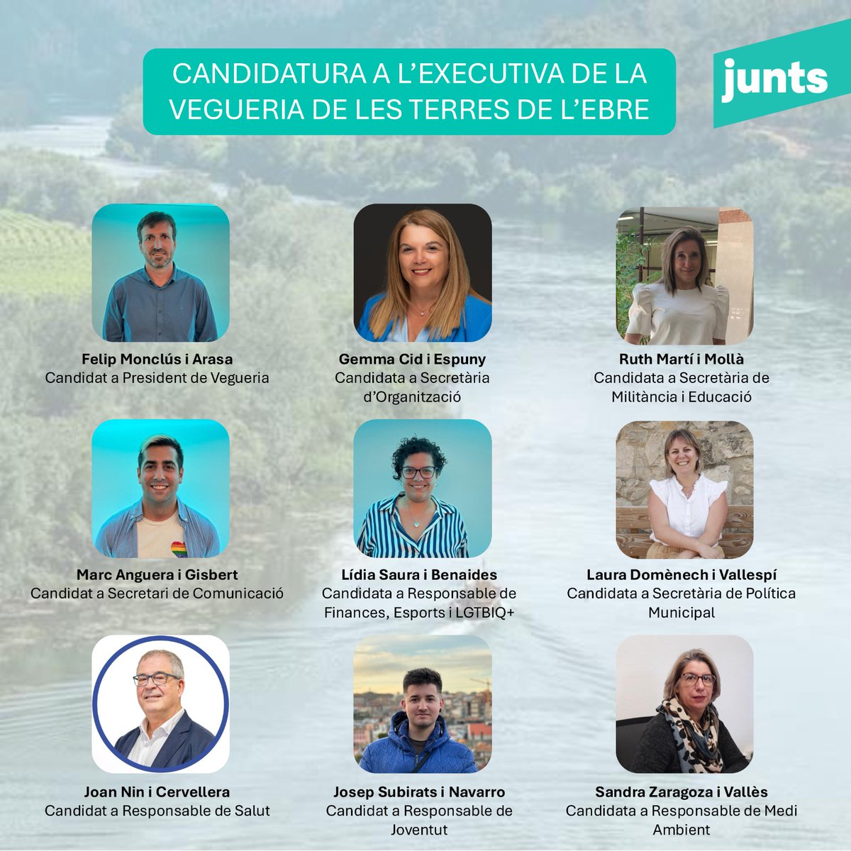 felipmonclus's tweet photo. Aquesta tarda, al congrés de @JuntsXCat, hem presentat la candidatura a l'executiva de Vegueria de les Terres de l'Ebre.
Molt content de poder encapçalar  un equip tan potent. Compromís i treball per servir la nació i el nostre territori. La independència és el millor  camí. https://t.co/7qH4IiUdL7