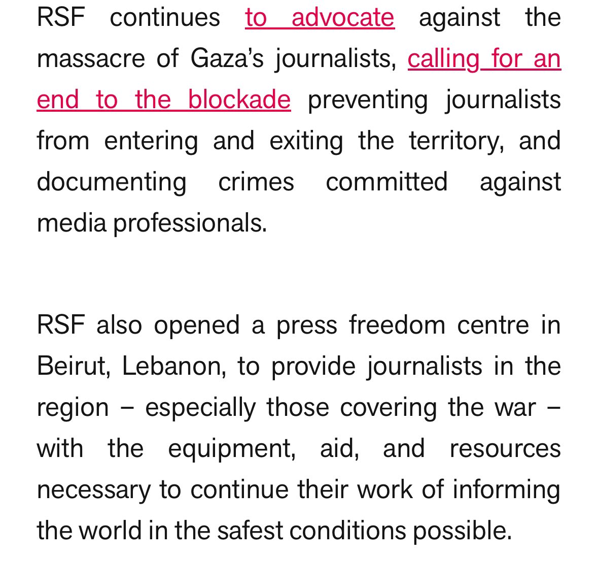vasifummah's tweet photo. @t_kleppe @ag_rahme82 Det er ikke rigtigt hvad du skriver: Her er en officiel meddelse fra RSF. Vi ved desuden at de beviseligt helt og aldeles har spærret for adgangen for journalister i Gaza, undtagen et par udvalgte få pro-Israel. Sikke en bedrift af det såkaldte eneste “demokrati” i Mellemøsten. https://t.co/7v2vk3ACR3