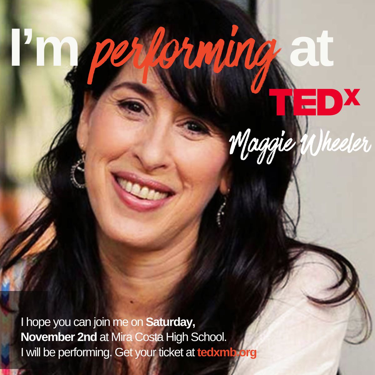 Performing at Tedx Manhattan Beach this year, Maggie Wheeler. Can't wait to see you guys there! Get your tickets online at tedxmb.org

@maggiewheeler_official

#tedxmb #tedx