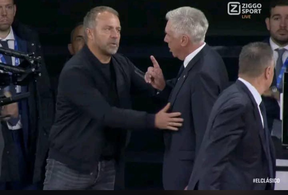 Edvict01's tweet photo. @_DeJonginho Ancelotti demande à Flick de ne pas rajouter le cinquième but 😂😂😂😂 https://t.co/HQpZ2JnPxe