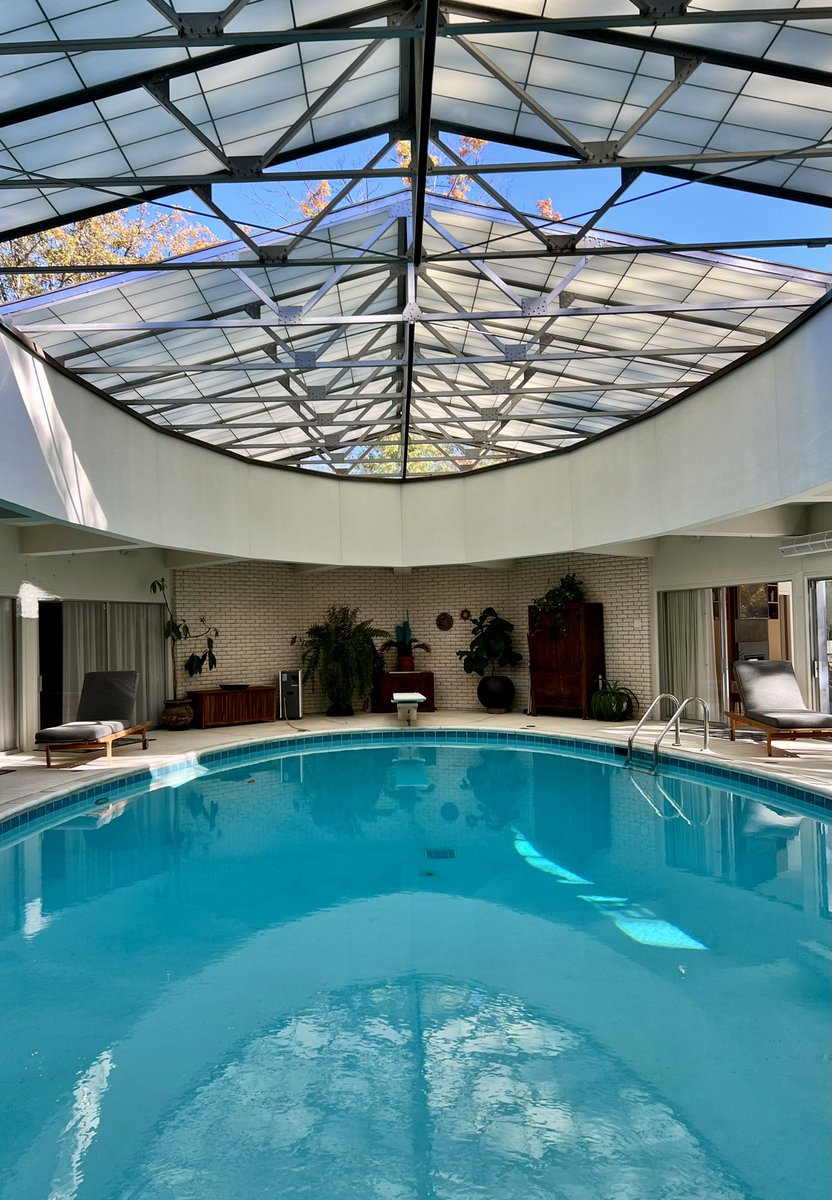 Got the chance today to tour an unbelievably cool Keck &amp; Keck house in Highland Park, built in 1962. The oval home is centered around a swimming pool that sits underneath a retractable roof.