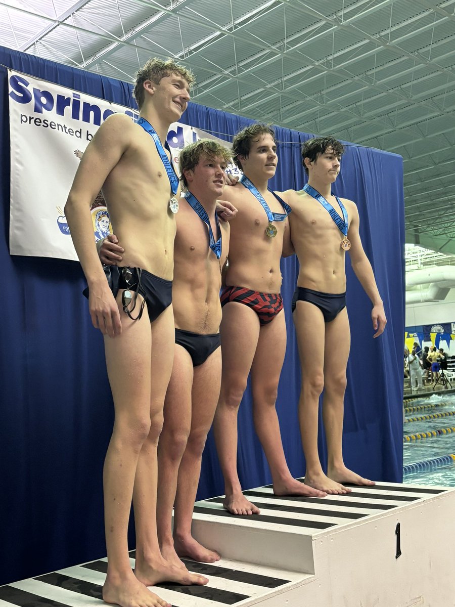 rockswimdive's tweet photo. Junior Josh Battison won the 500 freestyle in Springfield...and he had company on the podium! Great job Soren, Taumr, and JJ! Congrats to all our distance boys! https://t.co/DyQtOrpCMo