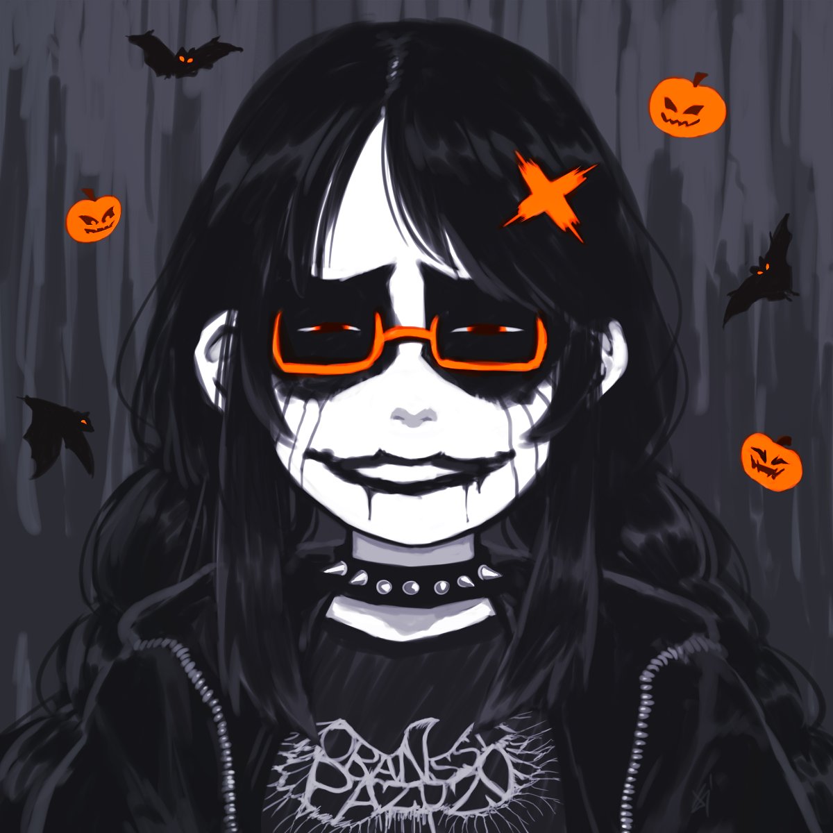 osakasat's tweet photo. Not that I've been drawing that much for a while now, but I think this Halloween corpse paint Dex-chan should do as my final contribution to this platform's AI scraping machine.

I'm teasday on the other platform https://t.co/NYI8qk0NyJ