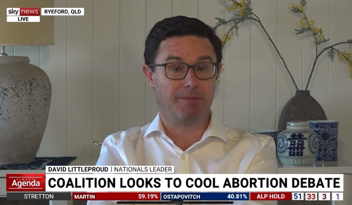 strangerous10's tweet photo. David Littleproud tells Sky his view on Abortion is whilst women should have a “right to choose”, what he would “like to see” is “encouraging women to go full term”🤨 Says it’s “healthy for democracy” to have Coalition MPs against Abortion &amp; against a women’s right to choose.🙄 https://t.co/Mg6B1aavuB