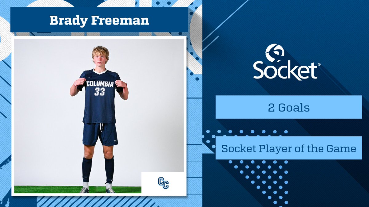 ColumbiaCougars's tweet photo. ⚽️ Brady Freeman scored twice for the Cougars today in their win over CBC and was named Socket Player of the Game! 

#WeAreCC https://t.co/8DccqUnd61