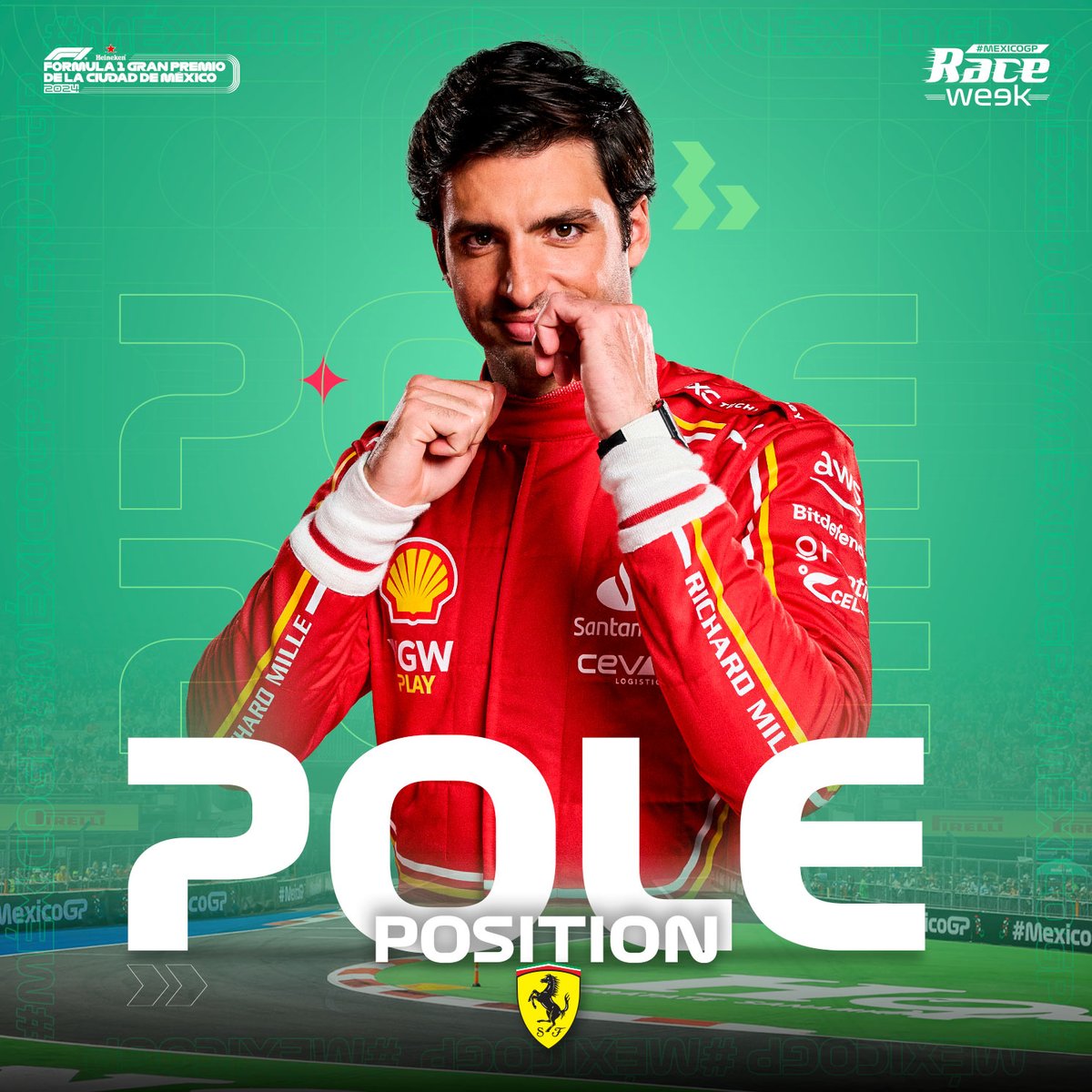 ¡<a href="/Carlossainz55/">Carlos Sainz</a> se lleva la pole del #MexicoGP! 🇲🇽👏🏎️
#F1 #F1esta #motorsport