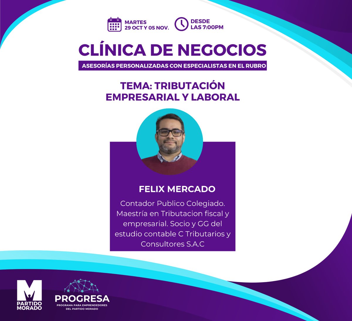 #ClínicaDeNegocios | Tributación Empresarial y Laboral
👉Les compartimos la invitación a nuestro programa que tiene como objetivo brindar asesorías personalizadas y gratuitas a través de nuestros especialistas.
✍️Regístrate en el siguiente form:  bit.ly/4hiaWVB