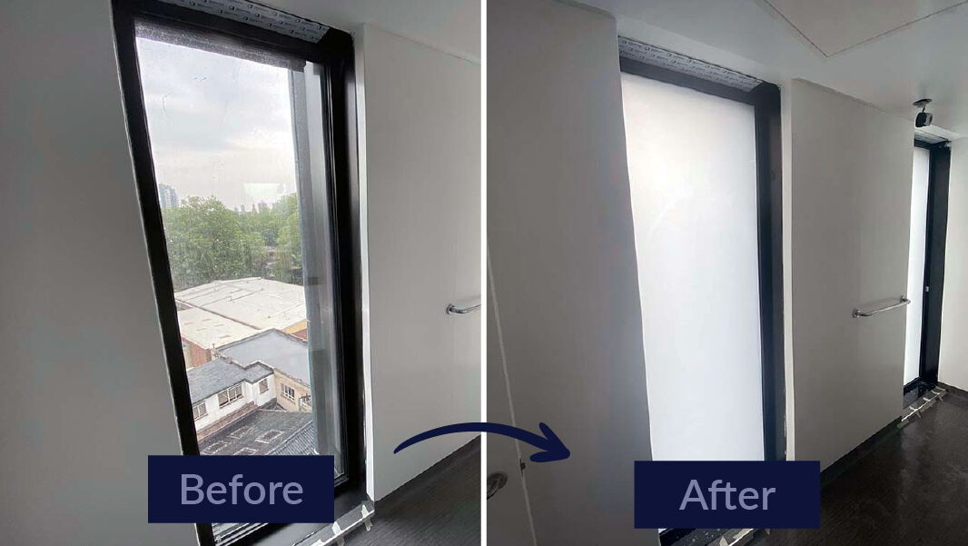evowrap's tweet photo. We installed Frosted Window Film to the bathrooms in this new Travelodge in London.  This provides privacy and enhance the guest experience. #Travelodge #PrivacyMatters #WindowFilm #LondonStay https://t.co/pd7TDO9SBD