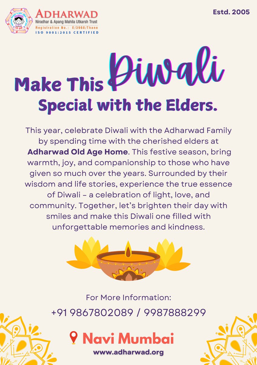 adharwadtrust's tweet photo. Make This Diwali Special with the Elders at Adharwad Old Age Home, Navi Mumbai @adharwadtrust 🪔🎆

#Diwali2024 #DiwaliFestival #Adharwad #ENGvsPAK #PAKvENG https://t.co/ADaeTsN3YZ