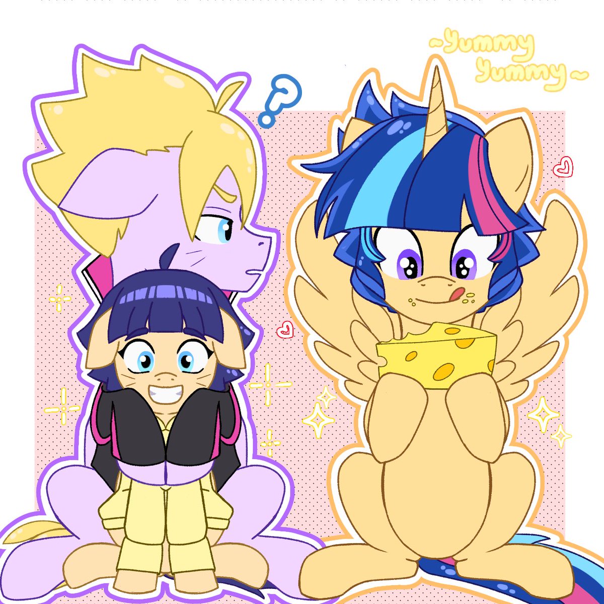 Marshalhv's tweet photo. Ninja pony! 🧡💜💙💜
#Narutouzumaki #Hinatahyuga #Flashsentry #TwilightSparkle 
#BorutoUzumaki #HimawariUzumaki #FlashLight #Naruhina https://t.co/McFBU7VMeg