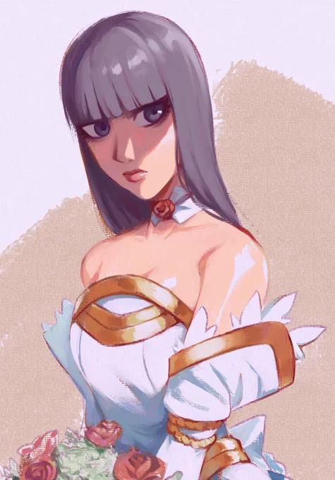 My Patrons/Subscribers voted to see Elayne garbed in a wedding dress. I also used this opportunity to experiment with my technique.elayne beaumont 