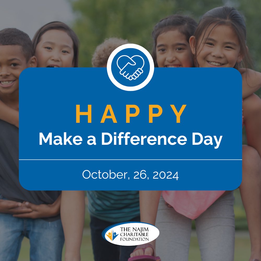 Happy Make a Difference Day!

Today, we want to thank all the incredible nonprofits in our community for the tireless work they do to make a difference in the lives of children. 💙

#Grateful #Youth #NonprofitHeroes #Thankful #MakeaDifference #Positive #Positivity #Education