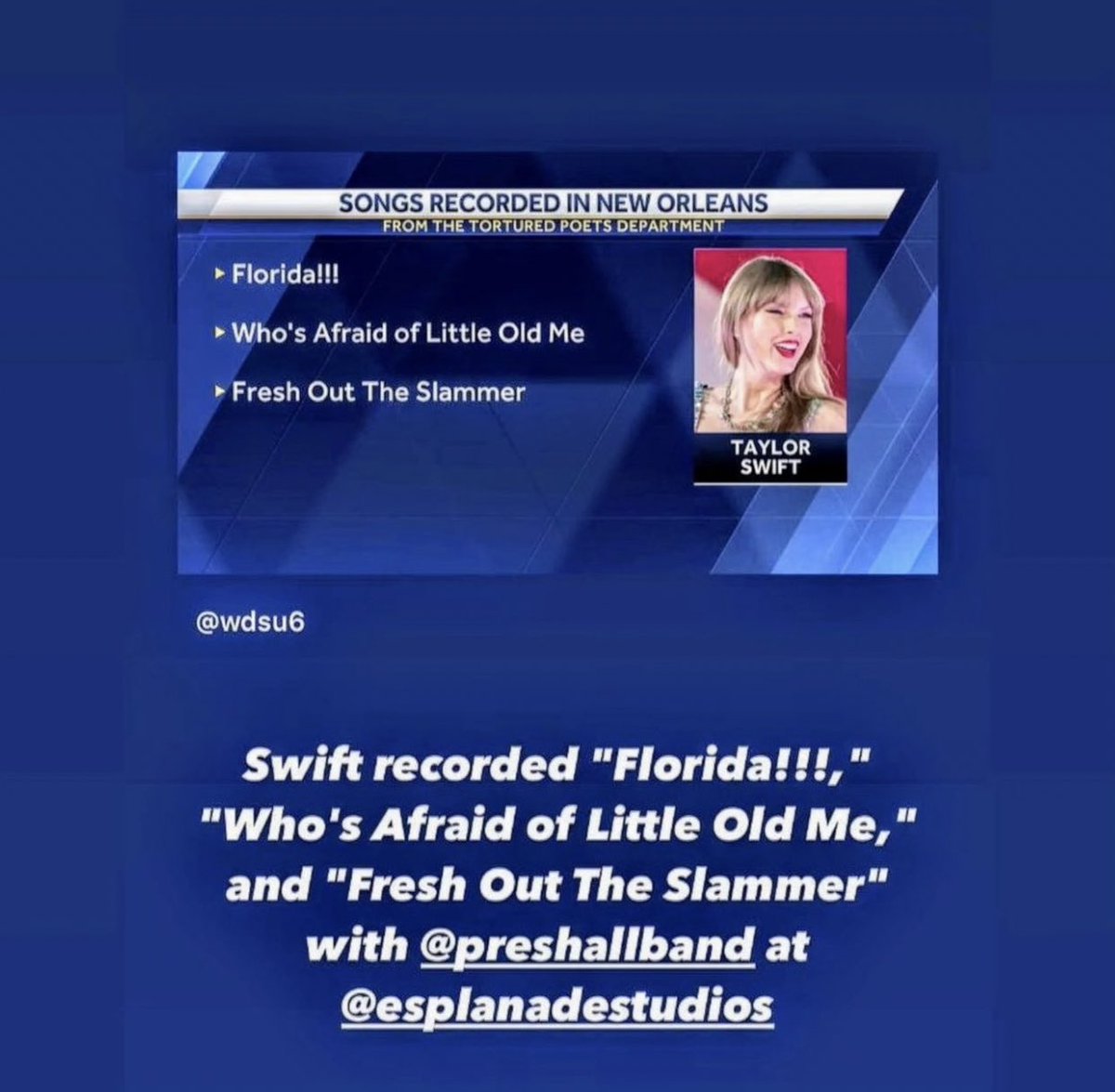 taylorswiftbr's tweet photo. Chocante!

Taylor Swift gravou “Fresh Out The Slammer”, “Florida!!!” e “Who’s Afraid of Little Old Me?” no Esplanade Studios, em New Orleans, em seu aniversário de 33 anos (13 de dezembro de 2022). 🤯

A informação foi confirmada por membros da orquestra. https://t.co/4BCiuVQAPx