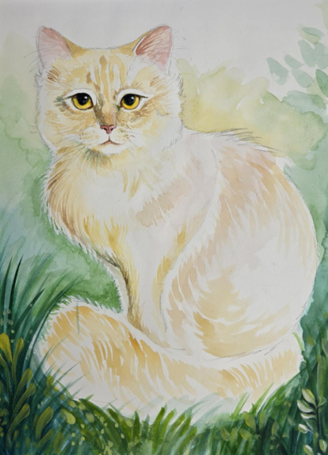 Decided to try watercolor for a change ~ Commission WIP.