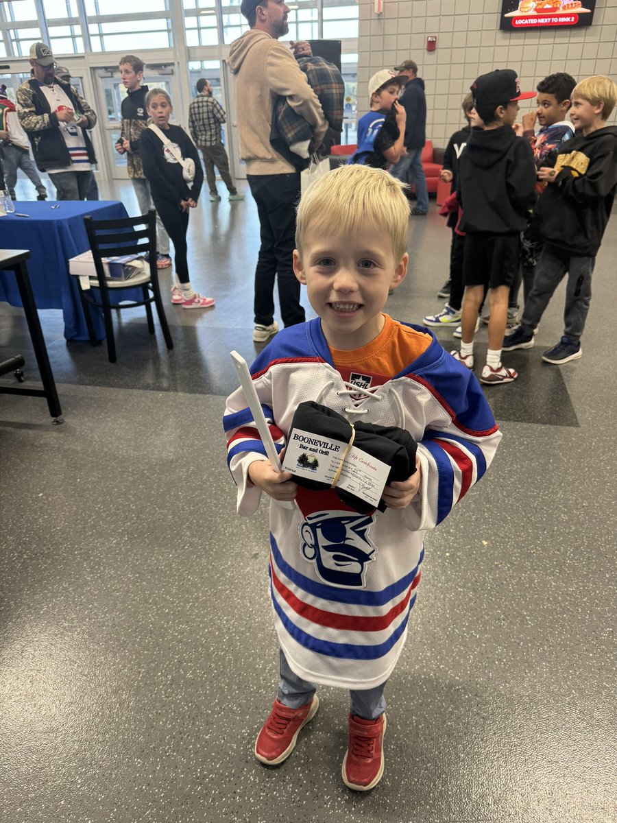 Benny just won a chuck a puck prize at the <a href="/bucshockey/">Des Moines Buccaneers</a> game and I’ve never been more proud. See you soon Booneville Bar &amp; Grill!