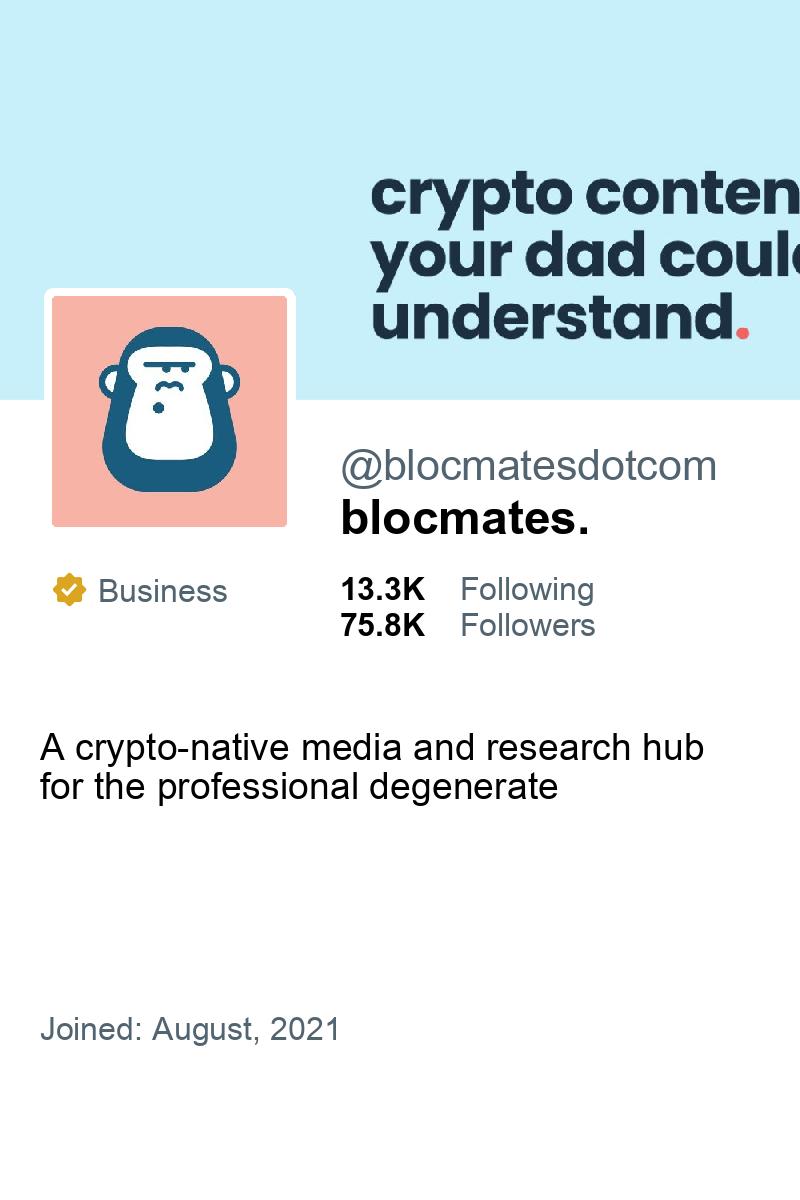 🆕 <a href="/raoulgmi/">Raoul Pal</a> has started following <a href="/blocmates/"></a>