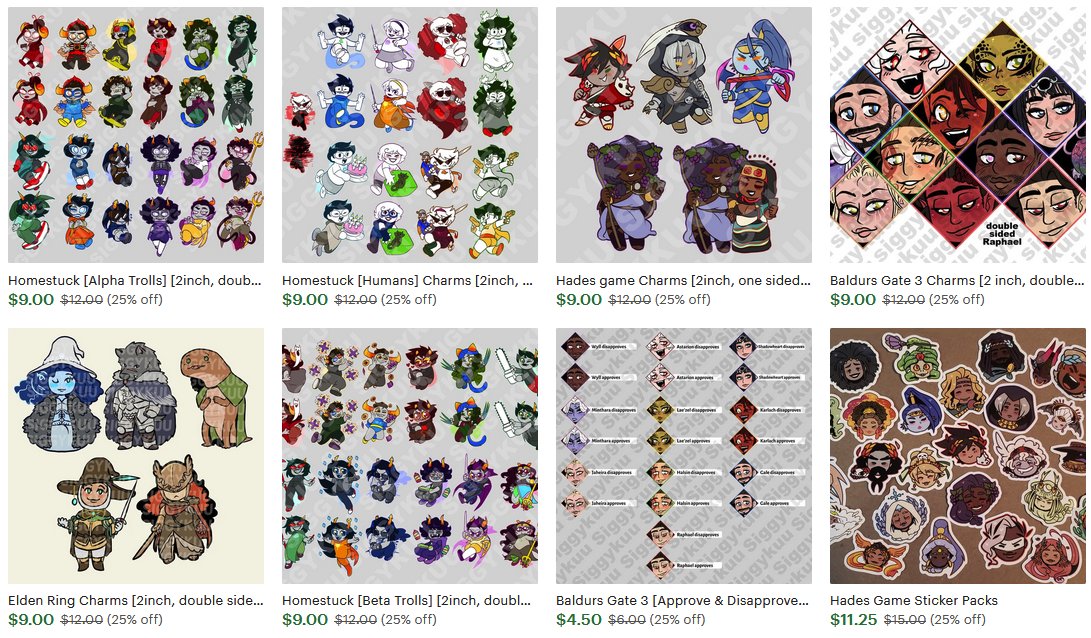 Hey!! I'm doing a sale on my etsy right now, most charms and sticker packs are 25% off and the sale ends november 10th!! /A\ <3
