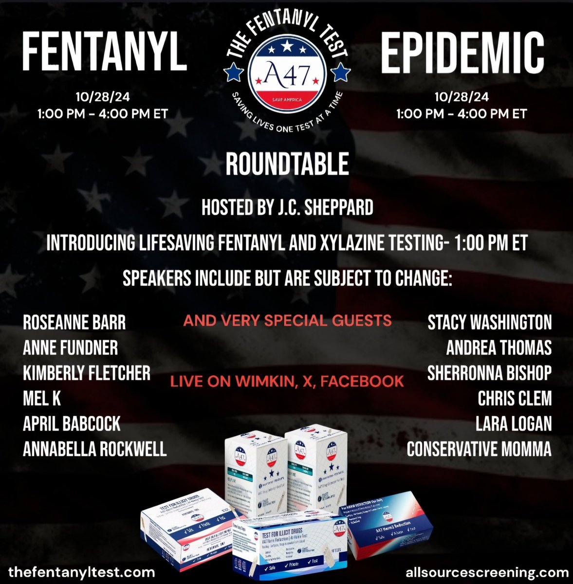 Please be sure to join us for this roundtable on the most important epidemic our country faces. We are adding more speakers to the panel. If you'd like to be included, please email Js@thefentanyltest.com.