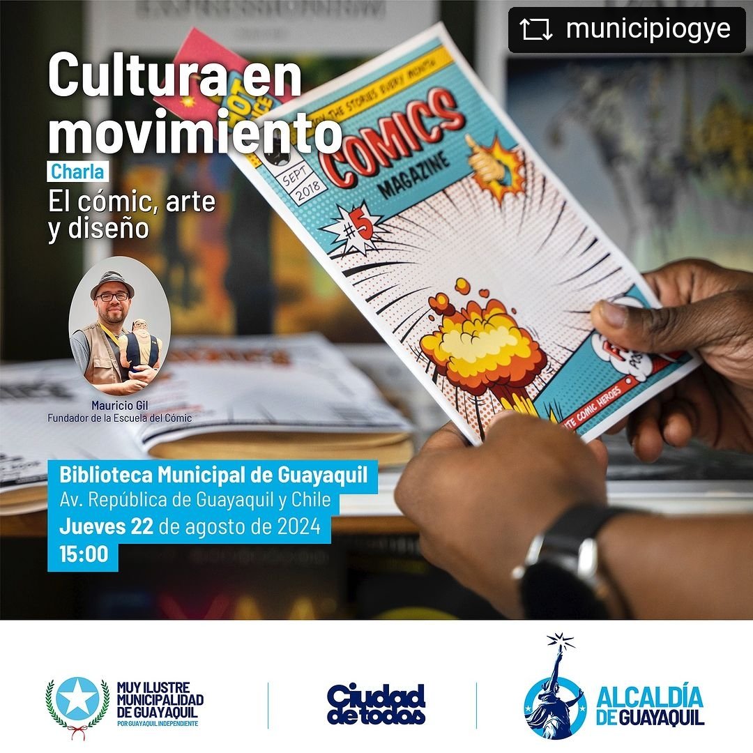 EscueladelComic's tweet photo. #charla #creaciondecomics @alcaldiagye #bibliotecamunicipal @albylopezr https://t.co/BRj9KT6Kpi
