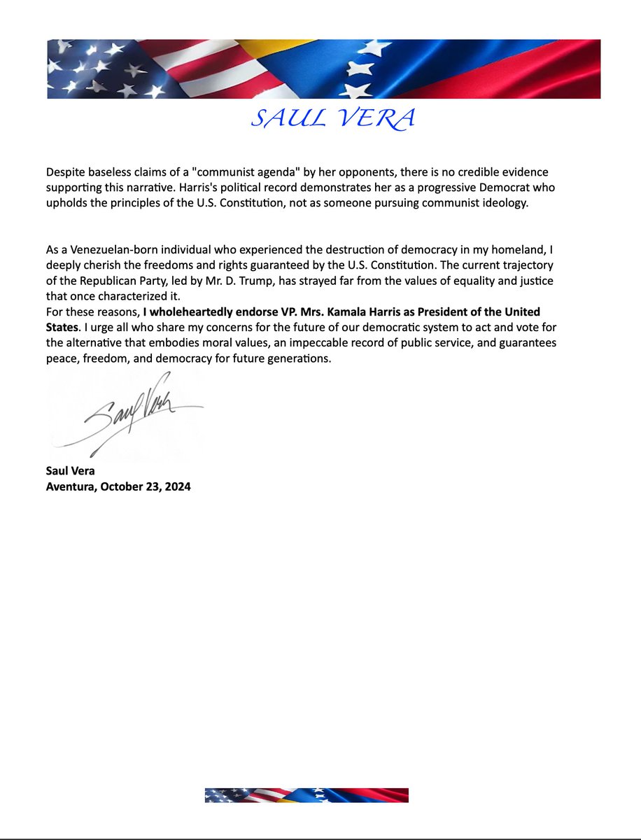 saul_vera_music's tweet photo. Therefore, I cannot in good conscience support the Republican Party candidate.

I base my decision on the Attached statement. #DefendDemocracy2024 #VoteForValues #kamalaharris2024 #HarrisWaltz2024 @KamalaHarris #Kamalaforpresident https://t.co/DUfpWxl5hq