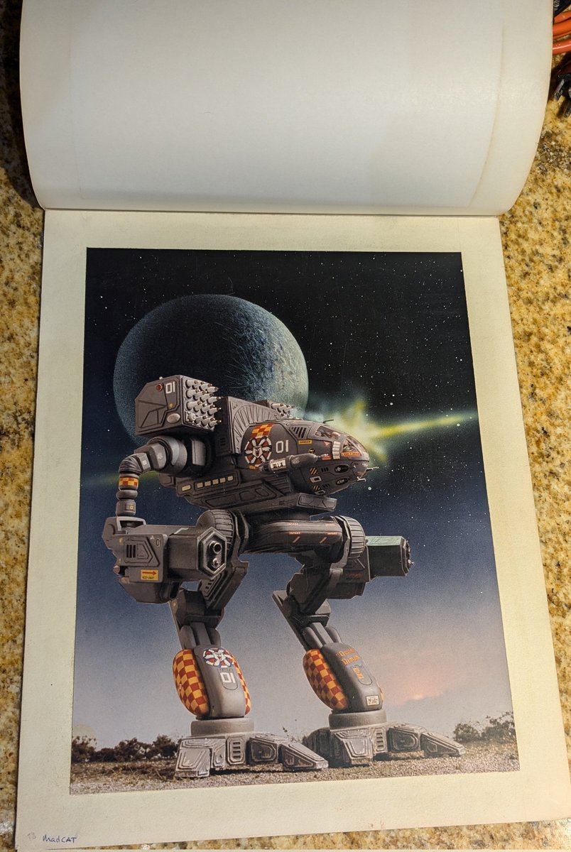 A surprise opening some old boxes... this lovely 12"x15" print mounted on stiff board. 😲 Given to me in 1998 and nicely preserved. Can't believe I forgot about it, better get this framed. 🖼️ #battletech #timberwolf