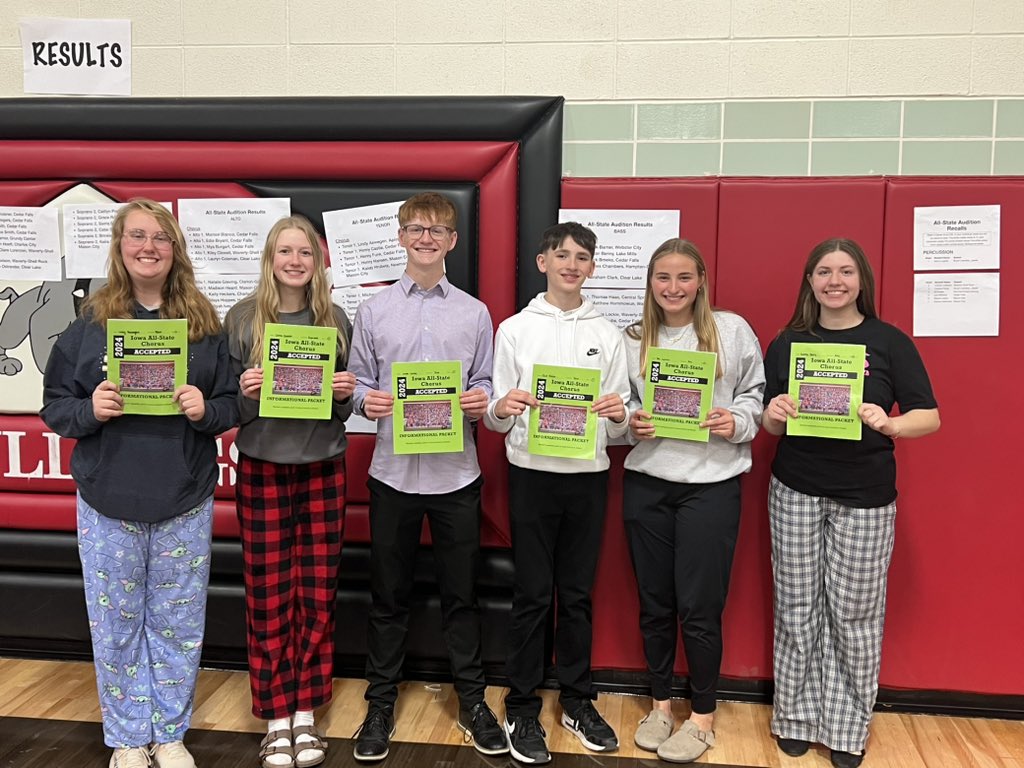 APChoirs's tweet photo. CONGRATS to the 6 AP singers who earned spots to sing in this year’s Iowa All-State Chorus! Sierra Sessler, Audrey Story, Ada Switzer, Lindy Aswegen, Jonah Carney and Elliot Bieber!!! #redpride https://t.co/fogoE9S1kf