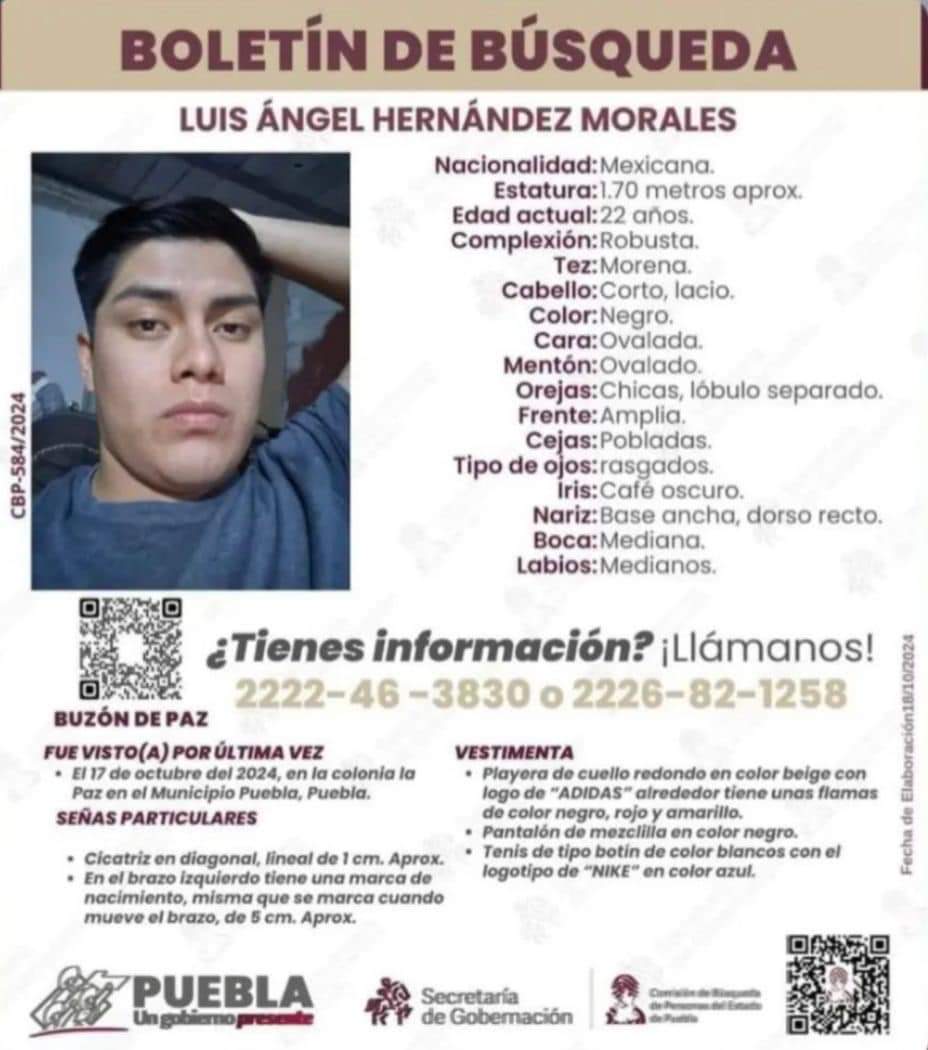 RubiDelRazo's tweet photo. 🔴 Trasciende que el cuerpo hallado esta mañana en el Río Atoyac sería del joven Luis Ángel Hernández Morales, desaparecido el pasado 17 de octubre tras salir de un bar en la Avenida Juárez; corresponderá a las autoridades esclarecer el hecho. https://t.co/0C3EOQUPgK
