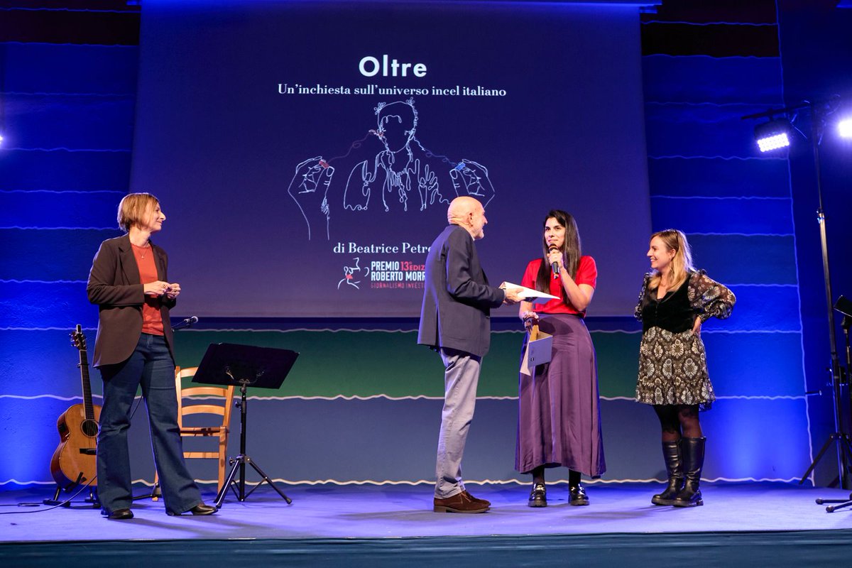 premiomorrione's tweet photo. #giornalismo Vince il #premiomorrione 2024 l'inchiesta OLTRE di @BeatrixPetrella, il radio podcast sull'universo incel, i celibi involontari che odiano le donne. Tutor @mich3lamancini di @Radio1Rai 
#giornalismoinvestigativo https://t.co/wuryWBb6uJ