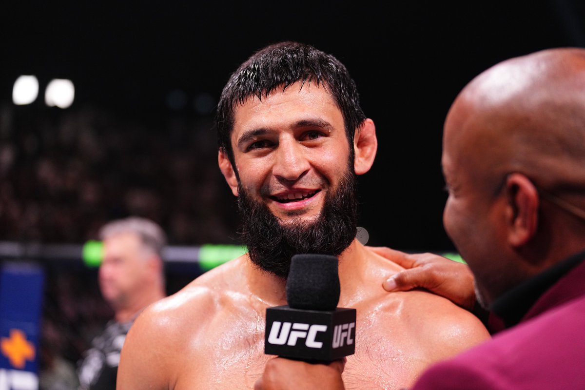 ufc's tweet photo. He's been UNSTOPPABLE 🐺

After his statement victory at #UFC308, is a title shot what's next for @KChimaev?

[ @InAbuDhabi | @VisitAbuDhabi | #InAbuDhabi ] https://t.co/dB84a7zTal