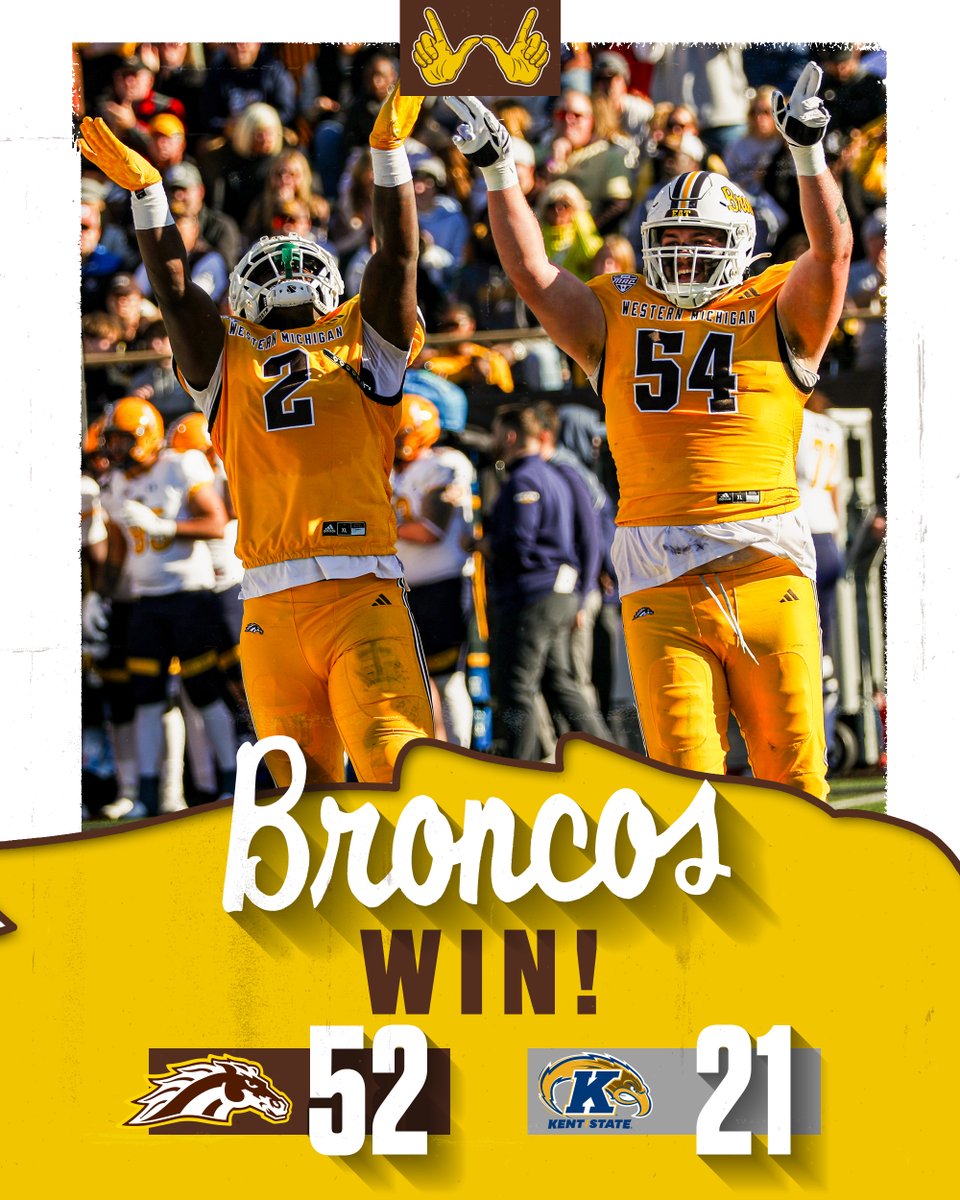 Western Michigan Broncos 🐎 (@wmubroncos) on Twitter photo DUBS UP!!! 🙌
A big <a href="/WMU_Football/">Western Michigan Football</a> Homecoming victory!
#BroncosReign | #EAT DUBS UP!!! 🙌
A big <a href="/WMU_Football/">Western Michigan Football</a> Homecoming victory!
#BroncosReign | #EAT