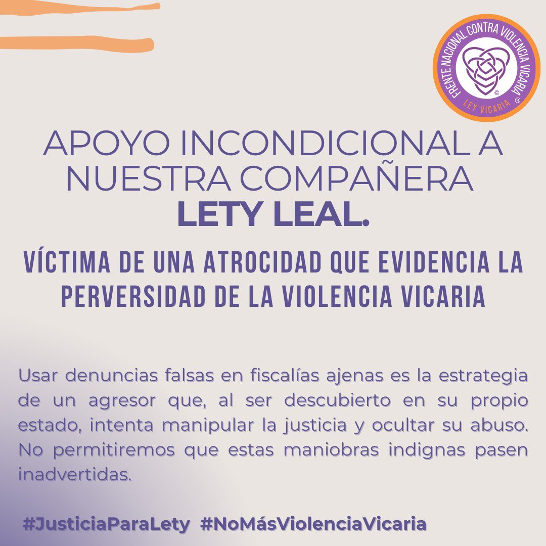 Todo nuestro apoyo para Lety Leal <a href="/udg_oficial/">Universidad de Guadalajara</a> 

#nomásviolenciavicaria
#conlasinfanciasno
#leyvicaria
#FNCVV