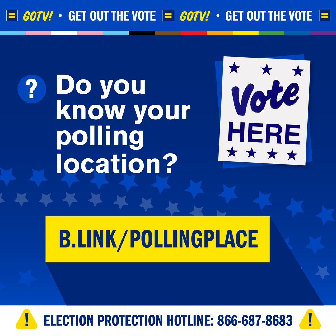 ✨ Election Day is just around the corner!
Do you remember your polling place? If not, no worries! Double-check today to avoid the last-minute scramble. 🏃‍♂️💨
ova.elections.il.gov/PollingPlaceLo… 

Let’s show up and show out, fam! 🌈🔥

#WeShowUp #VoteWithPride #Election2024 #DemocracyInAction