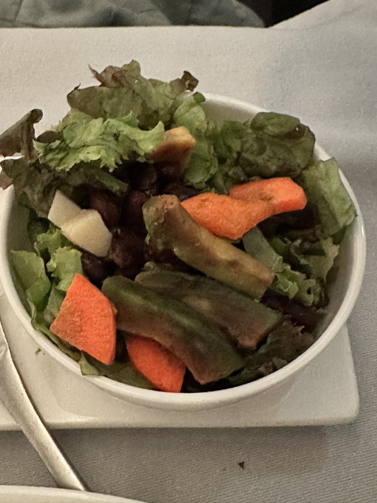 RickyRascal88's tweet image. The salad on a £3,000 business seat with @British_Airways 🤮🤮🤮