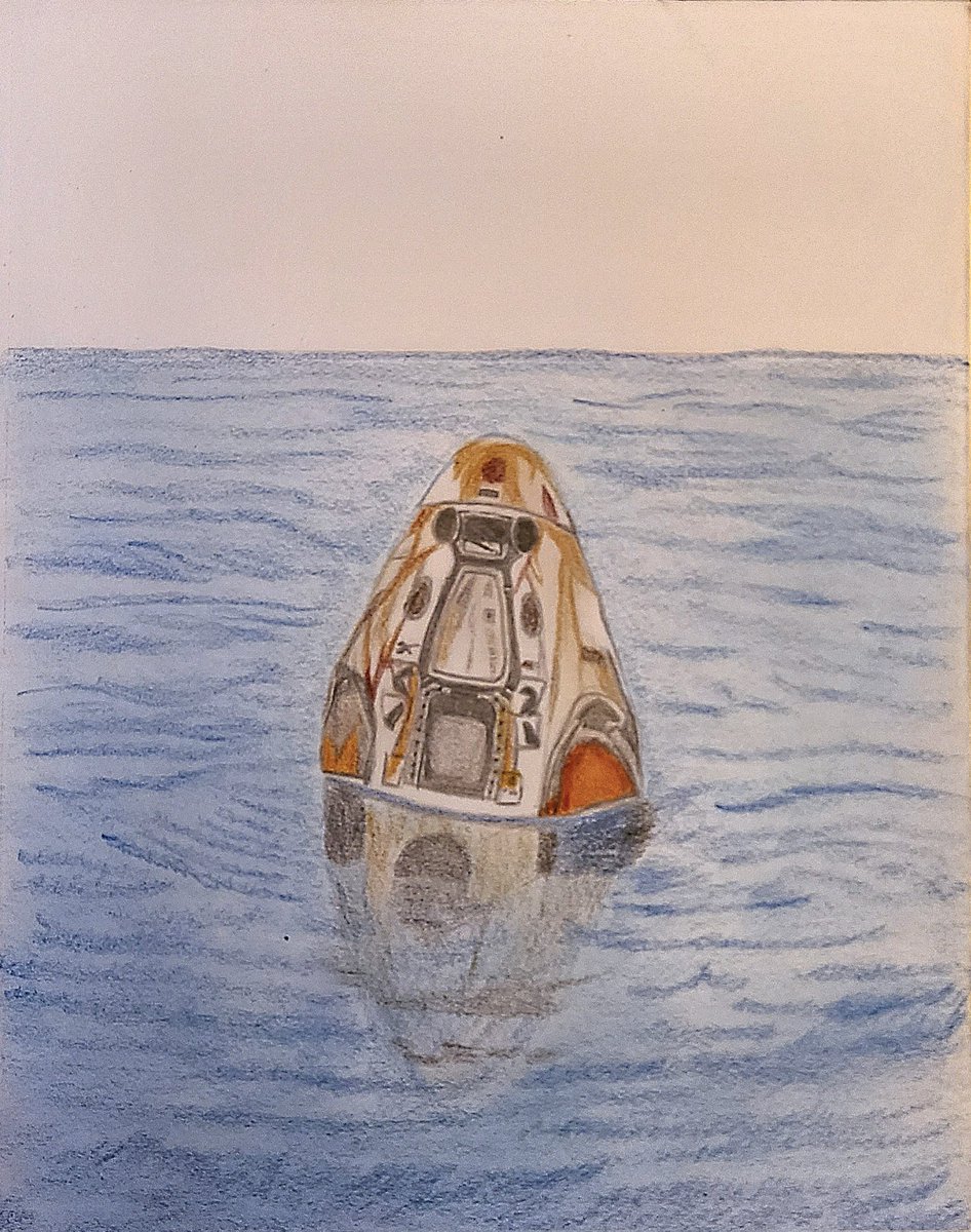 remays's tweet photo. #SpacetoberChallenge_04

Day 26 - #CrewCapsule

#CrewDragon #Freedom bringing back the @Axiom_Space #AX3 crew from the @Space_Station, February 9, 2024.

#coloredpencilart https://t.co/wwP4UYepvA