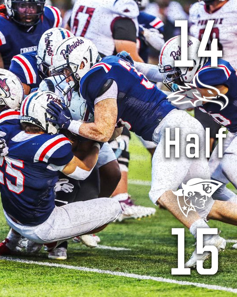 UCPatriotFball's tweet photo. The Patriots late score gives them the lead over #25 Cumberland U as we head into the half!! #OneBigTeam #ALLIN https://t.co/y8lLjYWhUy